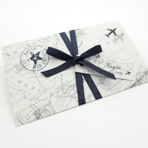 Invitaciones 15 Años Boleto de Viaje Blanco y Negro