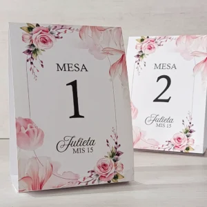 Número de Mesa flores rosas